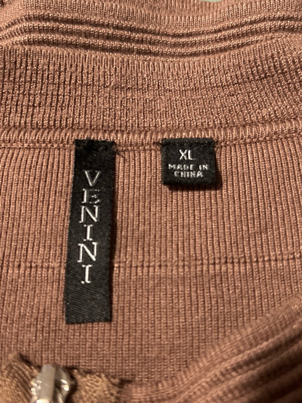 Venini Brown Zip-Front Ribbed Cardigan - Picture 4 of 6